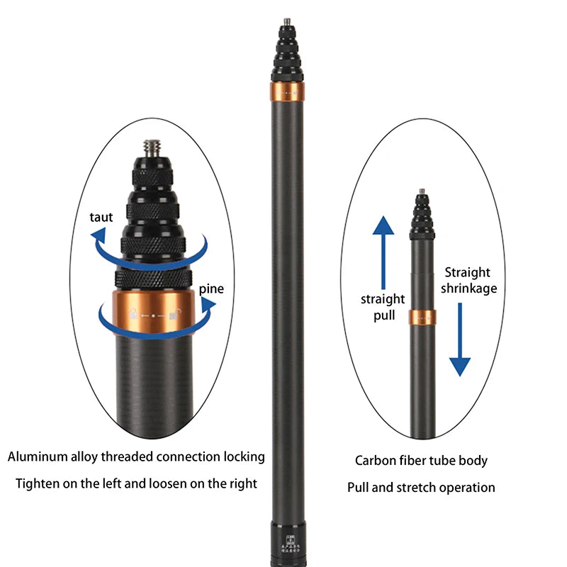 3M Carbon Fiber Invisible Extended Edition Selfie Stick Adjustable Extension Pole For Insta360 Panoramic Camera Action Camera Oasis Select