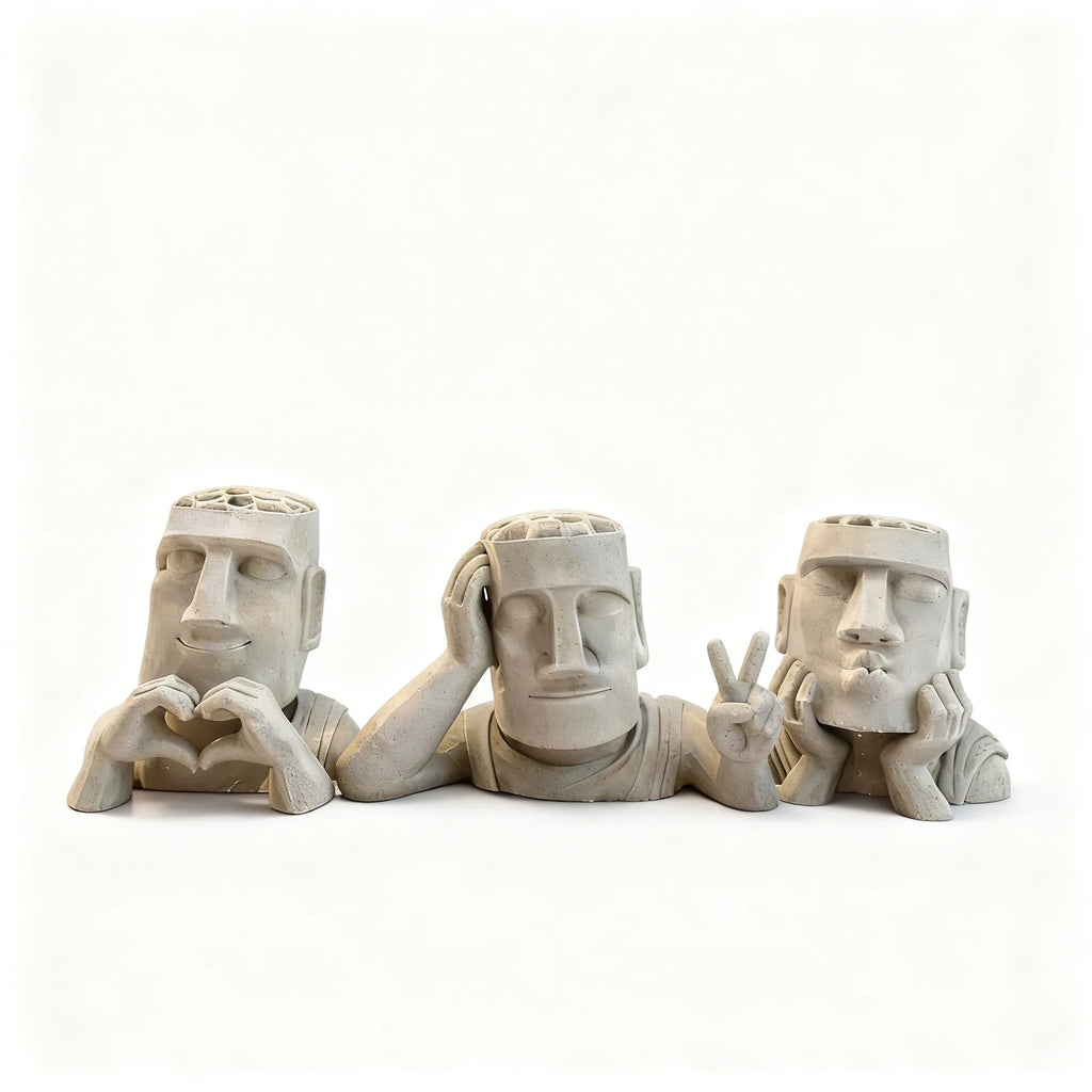 3pcs Mini Statue Aquarium Planter 3D Printed Aquatic Plant Holder Eco Aquarium Landscape Fish Tank Decor Fish Tank Ornament Gift Oasis Select 3pcs portrait white
