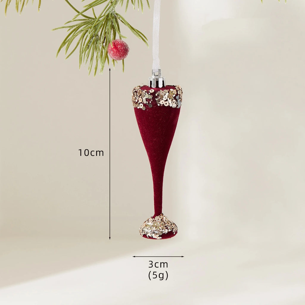 Nordic Christmas Decorations Flocked Burgundy Hanging Ornaments Christmas Tree Decorations Holiday Decor Oasis Select Style 7
