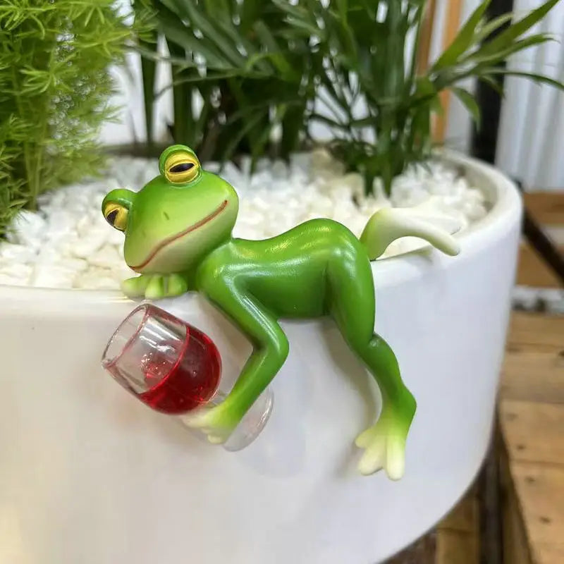 Artificial Frog Basin Hanging Glass Fish Tank Edge Hanging Outdoor Garden Flower POTS Hanging Decorative Animal Ornaments Oasis Select 5175