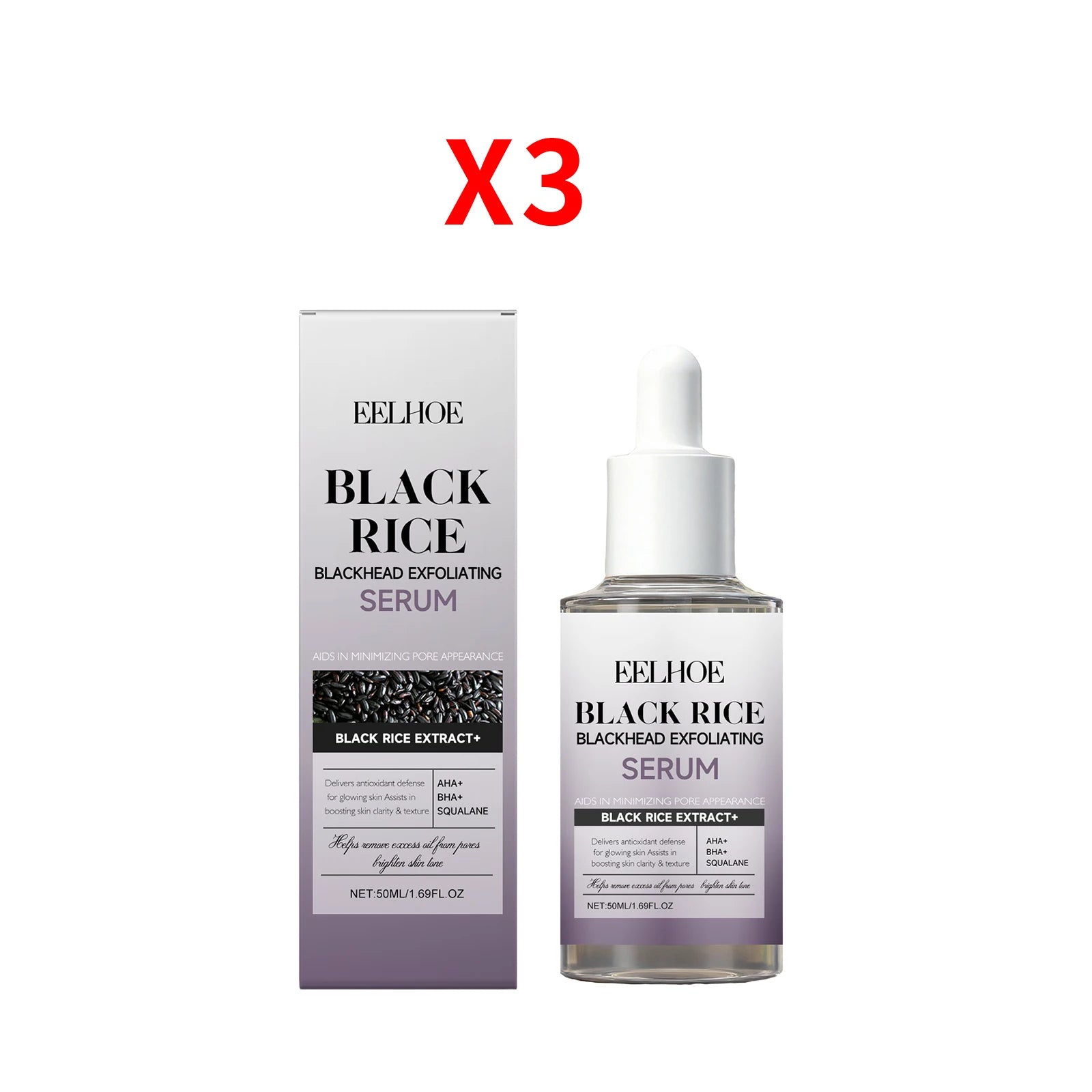 Eelhoe Black Rice Exfoliating Face Serum – Pore & Blackhead Exfoliating Face Serum Oasis Select 3PCS