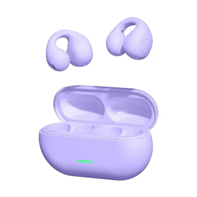T75 Bluetooth headset 5.3 wireless bone conduction headset clip-on music sports game headset apply to smartphones Oasis Select purple