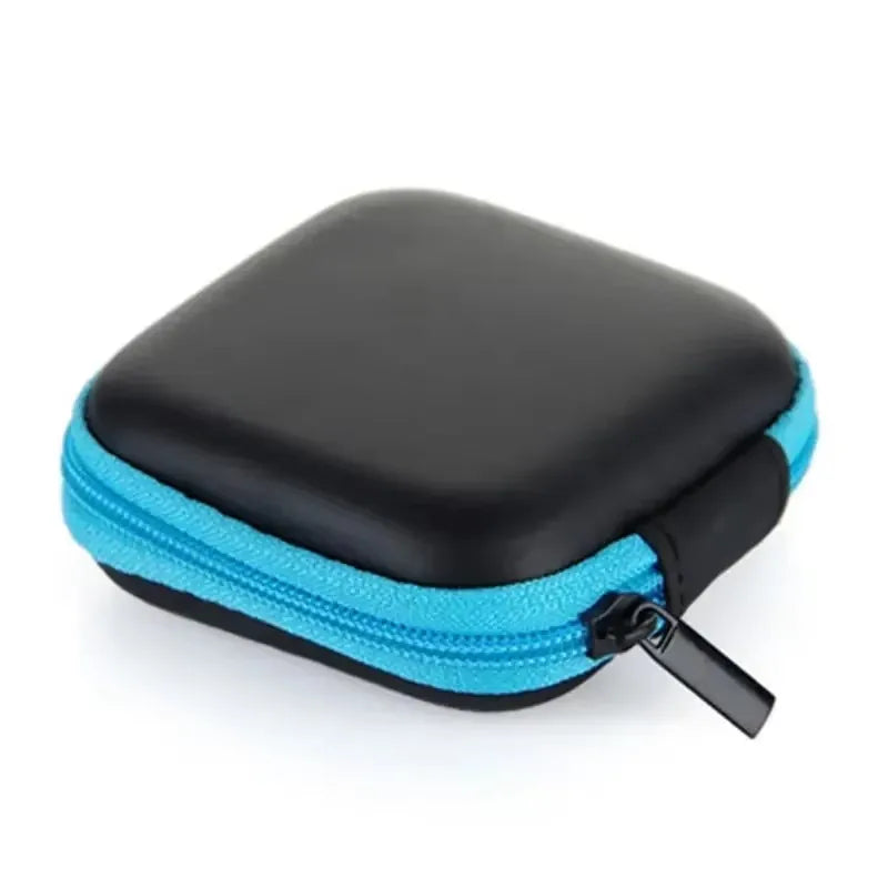 1/3Pcs Zipper Storage Bag For Wired Earphone Data Cable Mini Portable Small Square Bag For AirPods Key Money Bag Protector Case Oasis Select 1pcs Blue