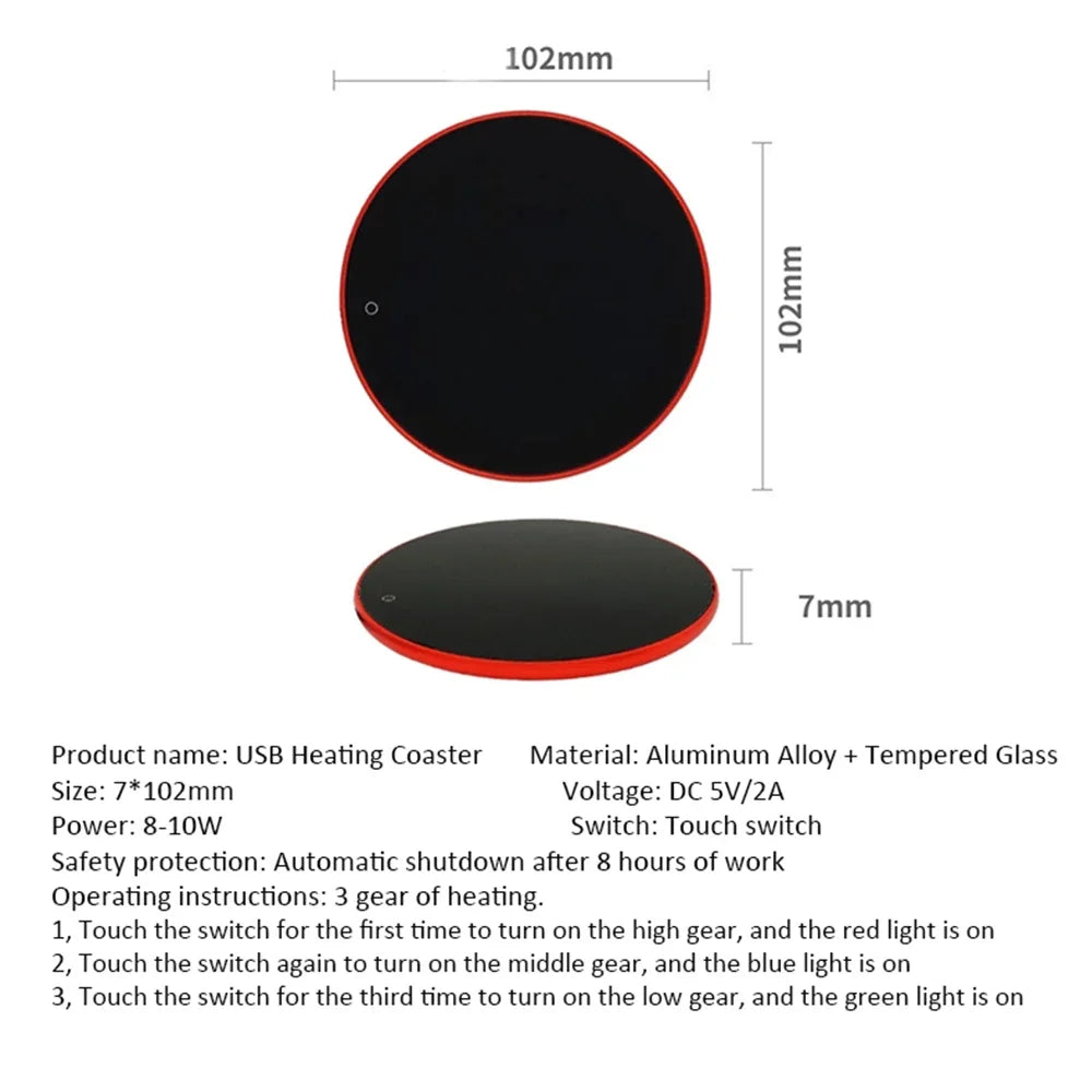 URGGU USB Cup Warmer – 3-Temp Smart Heating Coaster
