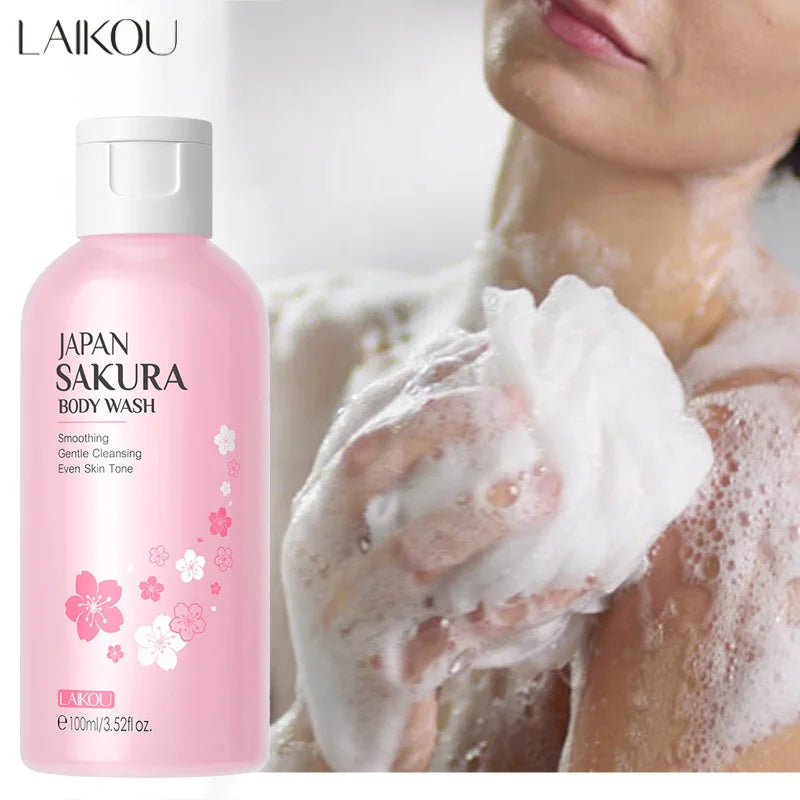 LAIKOU Sakura Shower Gel Long Moisturizing Smooth Long Lasting Fragrance Gentle Foam Body Cleansing Bath Product 100ml Oasis Select honey