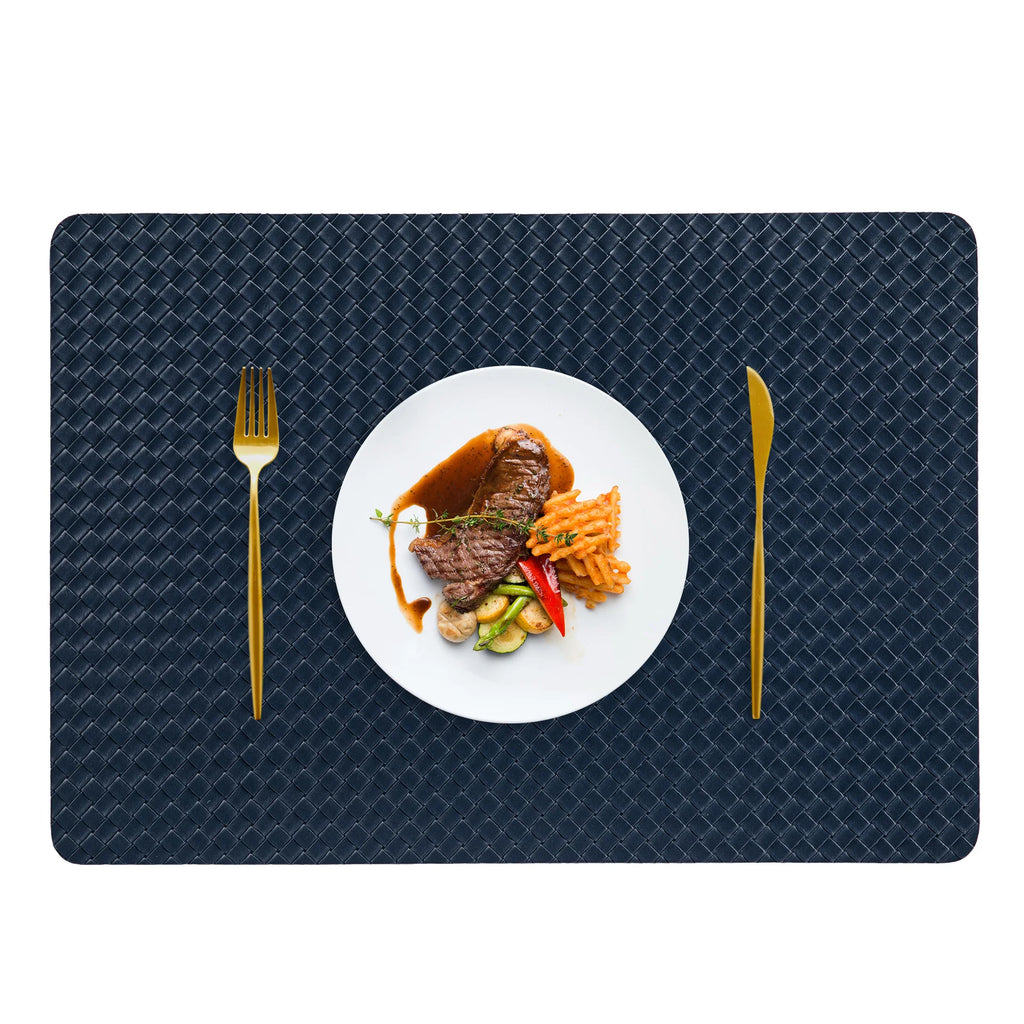 Nordic-style Double-sided Woven Leather Placemats Table Heat Insulation Pads and Home Heat-resistant Table Pads Oasis Select 2 royal blue 43 30Cm oil edge
