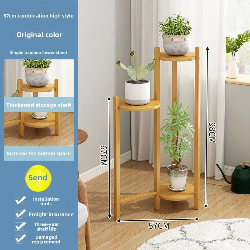 Flower rack Floor-to-ceiling multi-layer succulent bamboo rack Flower rack Pot rack Oasis Select