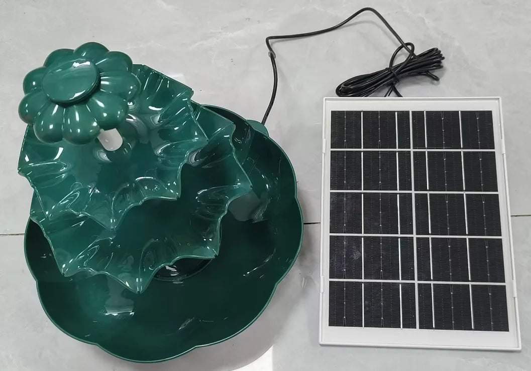 3.5W Off-white 3-layer Flowing Water Solar Bird Bath Fountain, Detachable Decorative Fountain, DIY Water Functionbird Feeder Oasis Select green