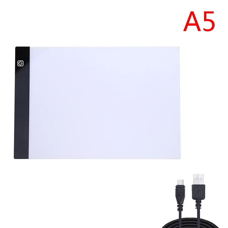 A3/A4/A5 Three Level Dimmable Led Light Pad Drawing Board Pad Tracing Light Box Eye Protection Easier for Diamond Painting Oasis Select A5 Black