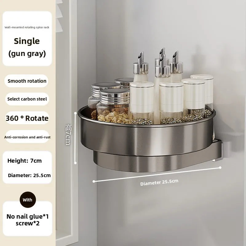 Multi-functional Rotary seasoning rack, seasoning storage box, turntable supplies storage rack Oasis Select Grey1
