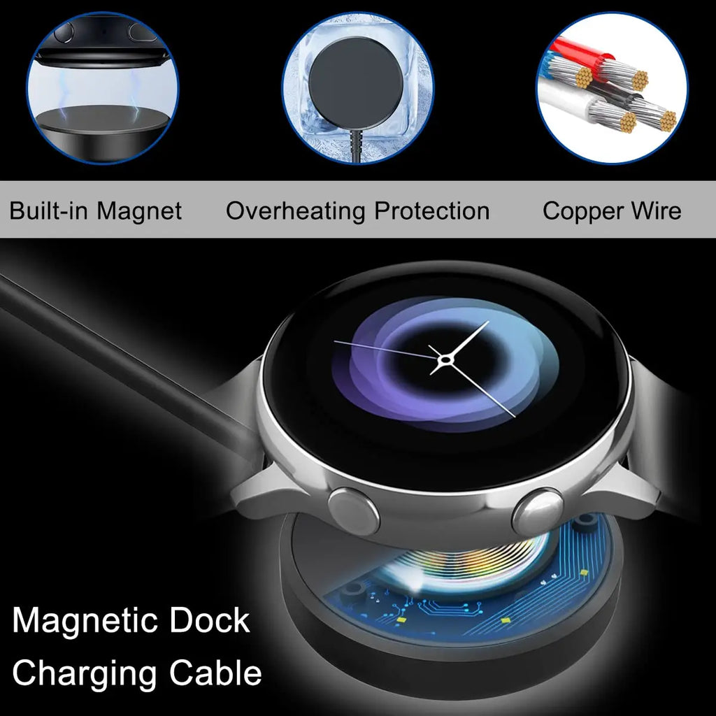 2-in-1 Samsung Galaxy Watch Charger + USB-C Cable – All Models Smartwatch Charger Cable Oasis Select