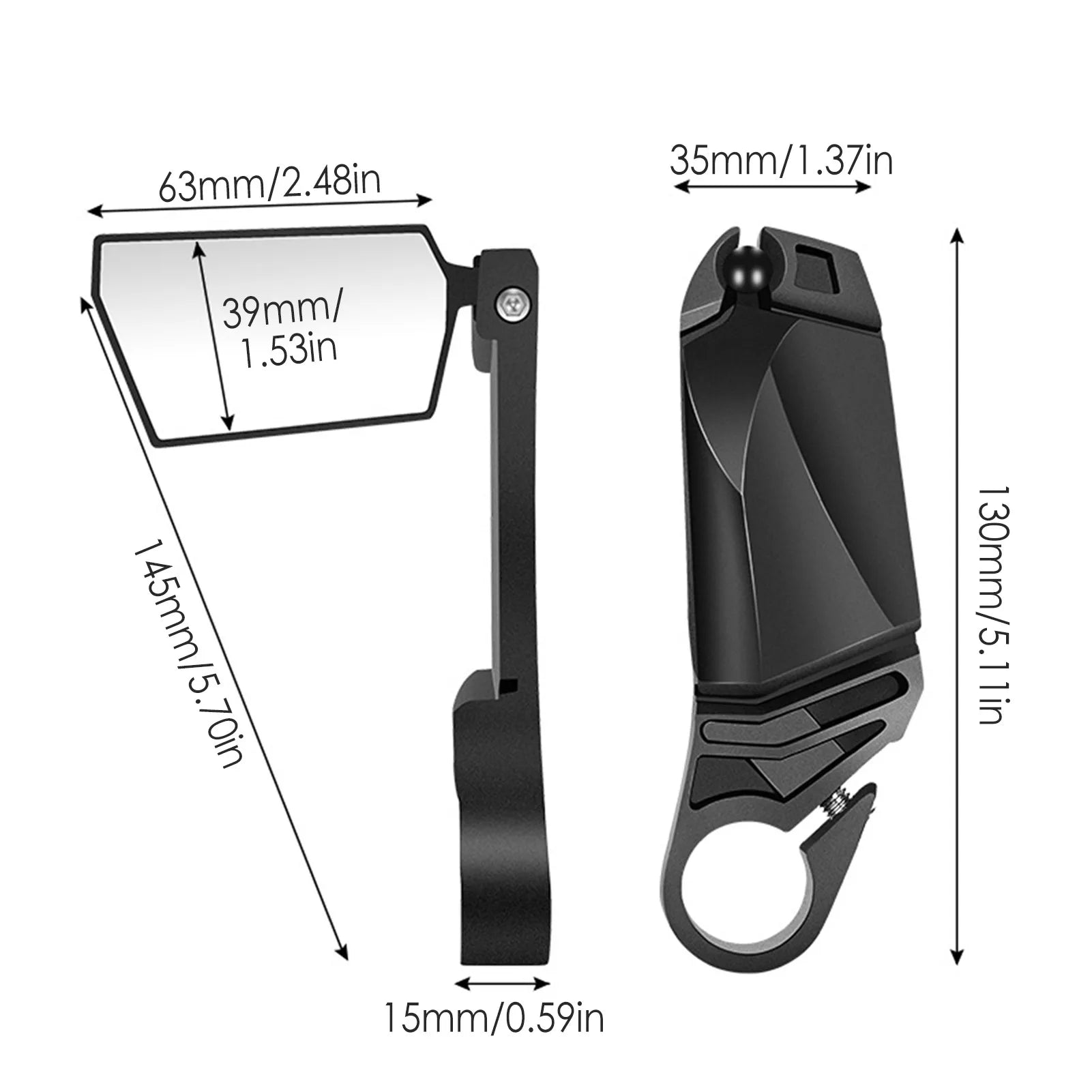 Bike Handlebar Mirror Foldable Bicycle Rear View Mirror 360 Degrees Rotation MTB Bike Horn Auxiliary Handlebar Rearview Mirror Oasis Select black