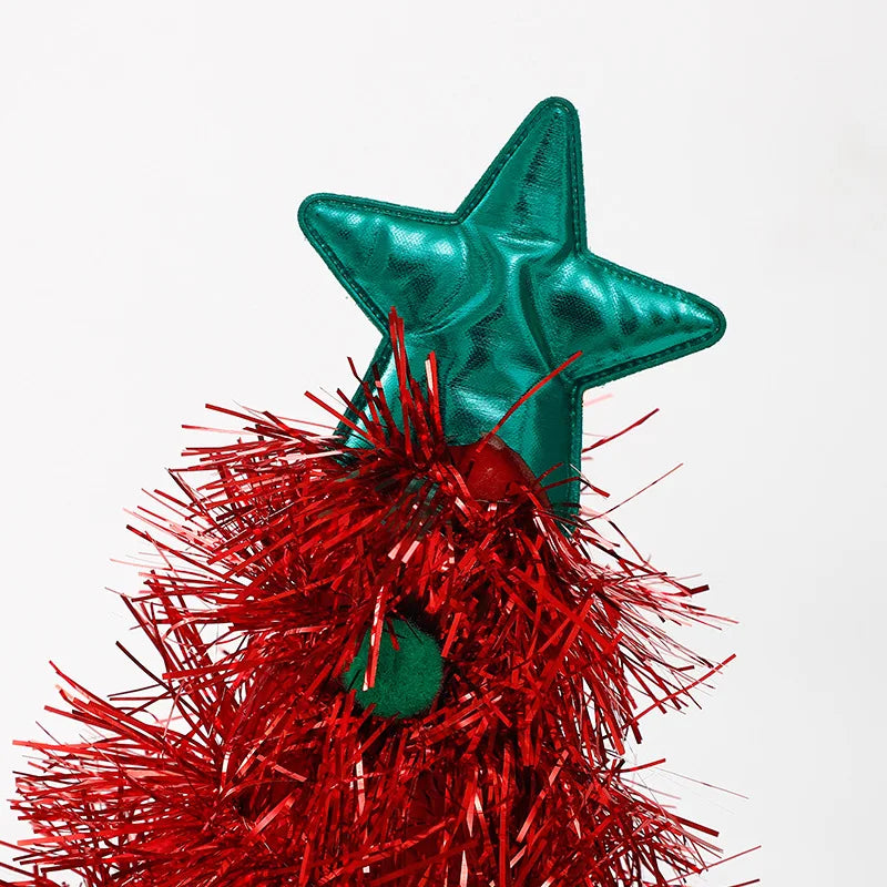 2025 Ins Christmas Tree Hat Creative Xmas Headwear for Girls Tinsel Christmas Headband Party Costume New Year Decor Supplies Oasis Select