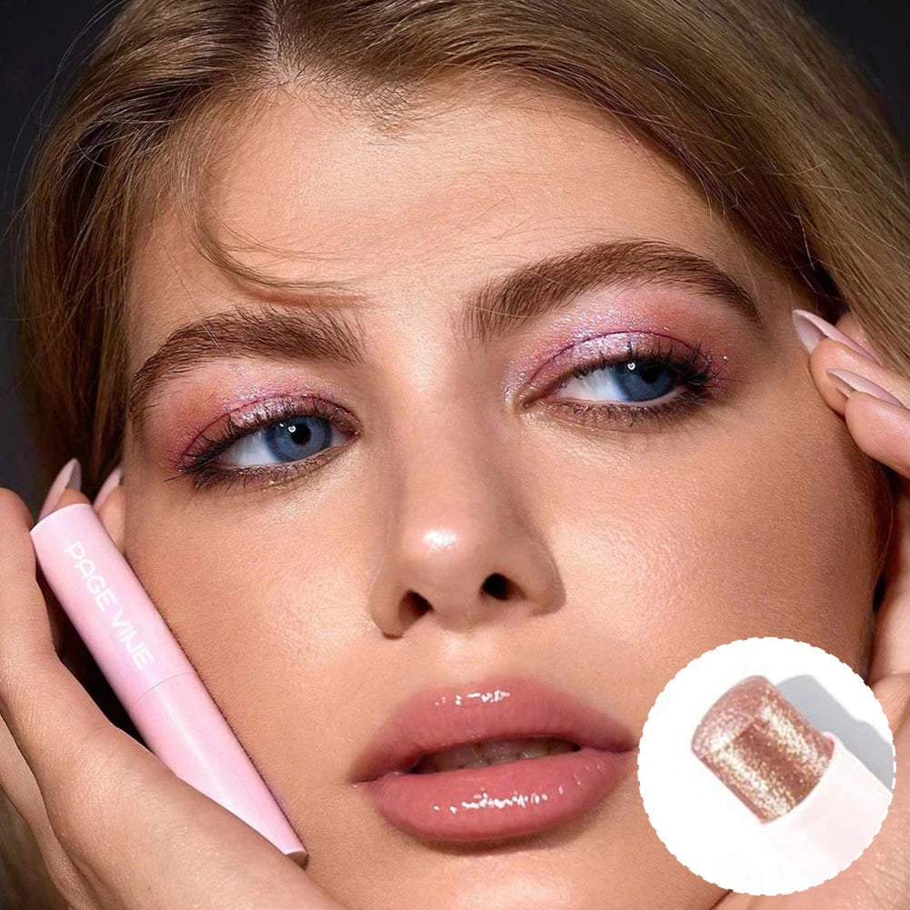 Sparkling Jelly Highlighter Stick Pearlescent Monochrome Shine Glitter Highlight Eyeshadow Stick High Gloss Face Brighten Makeup Oasis Select
