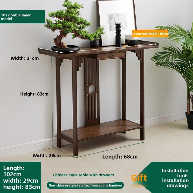 New Chinese-style entrance table Zen entrance hall entrance table, living room strip case entry hotel end view table long table Oasis Select 100 long with draw