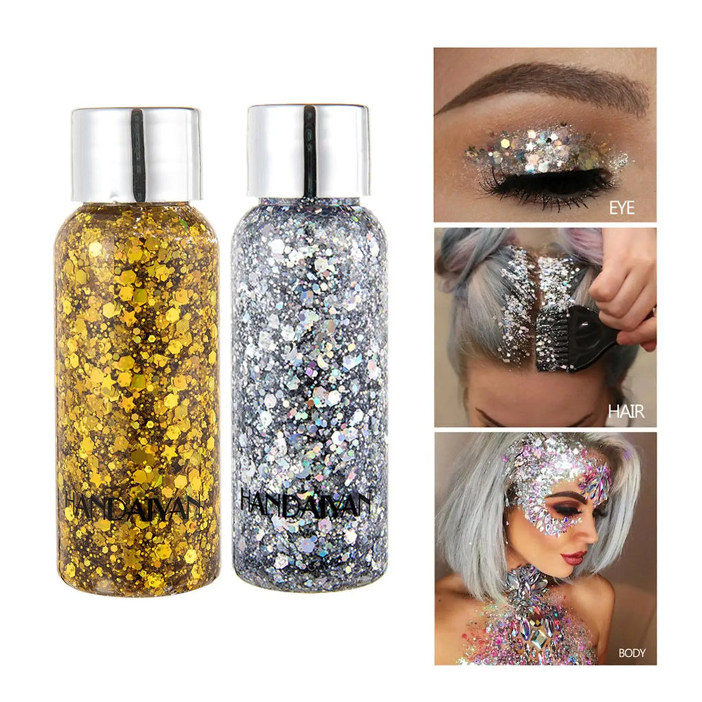 Glitter Body Lotion Diamond Glitter Gel Cream Eye Nail Hair Body Face Glitter Gel Lasting Sparkling Lotion Party Glitter Shimmer Oasis Select