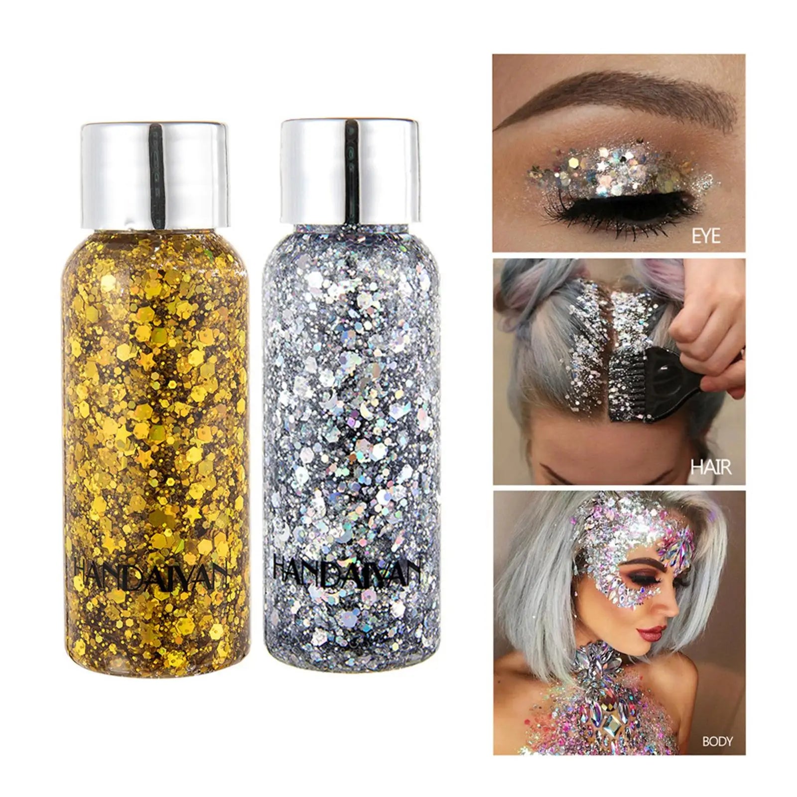 Glitter Body Lotion Diamond Glitter Gel Cream Eye Nail Hair Body Face Glitter Gel Lasting Sparkling Lotion Party Glitter Shimmer Oasis Select