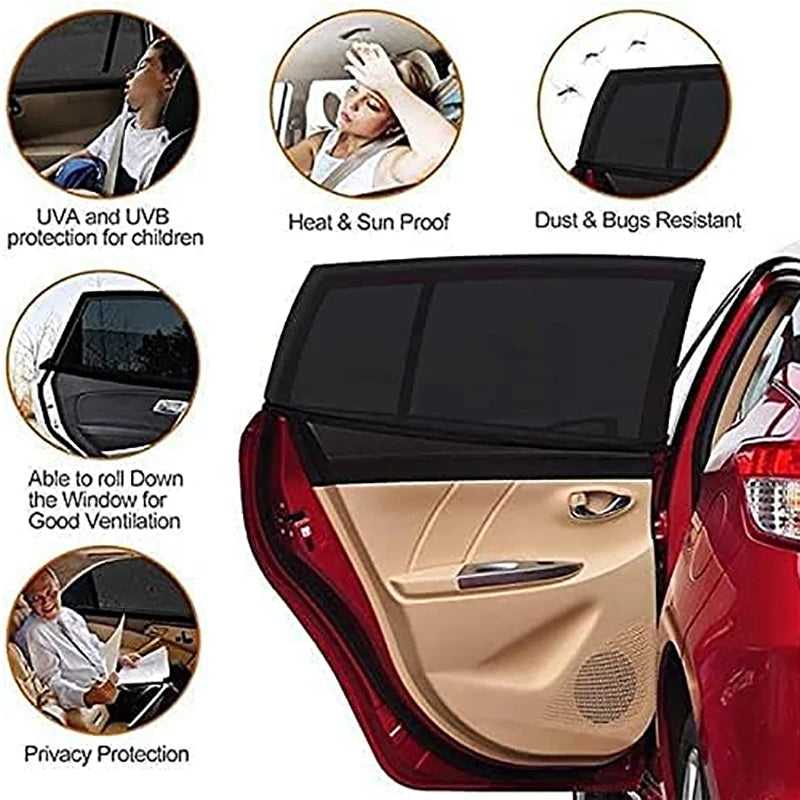 4 PCS Car Window Shades, Stretchy Mesh Front Rear Side Window Sun Shades For Heat Block UV Protection Oasis Select
