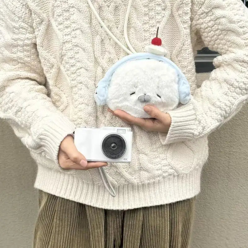 Cute Plush Snowman Coin Purse – Zippered Mini Wallet for Kids