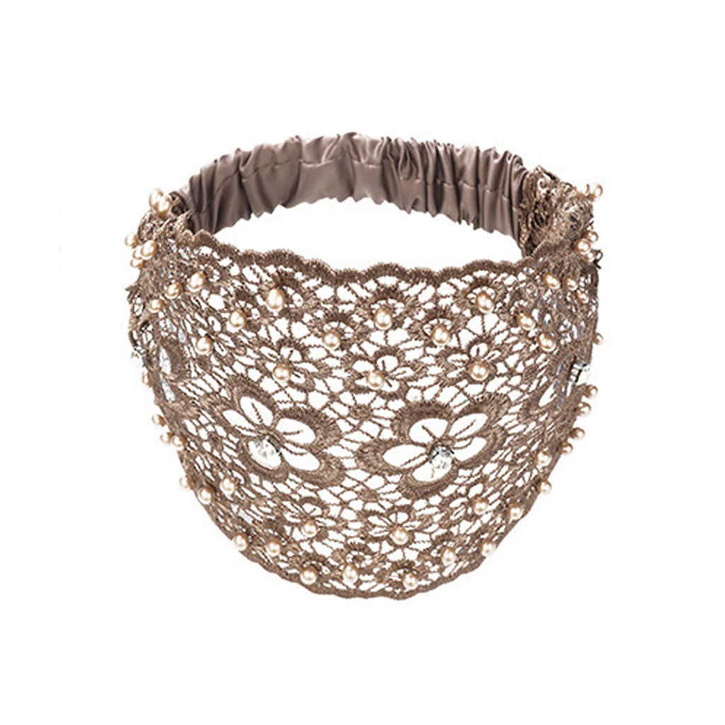 Women's Hollow Floral Rhinestone Pearl Wide Headband | Hair Band Wide Hair Headband Oasis Select