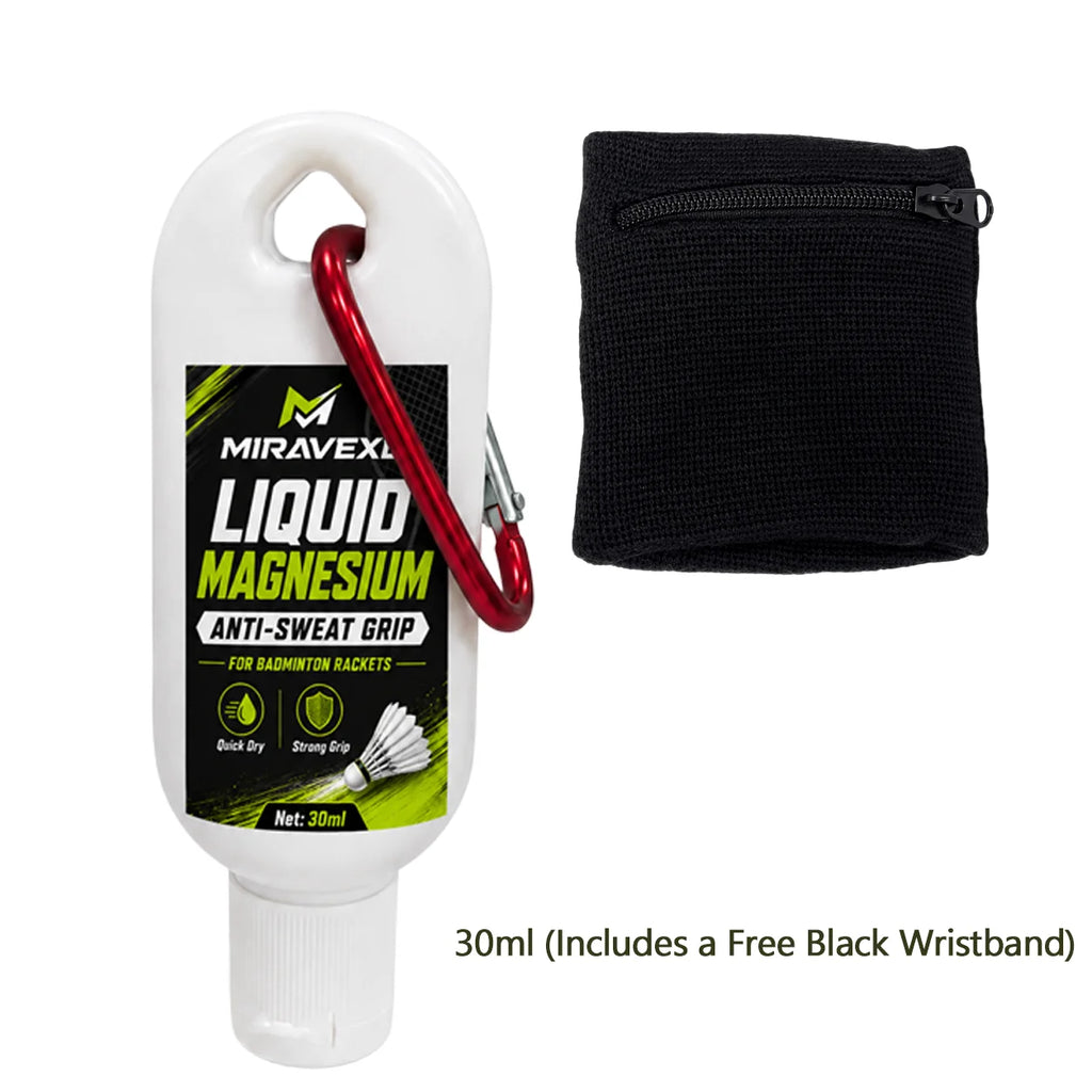 Badminton Racket Anti-Sweat Liquid Grip – Prevent Slipping, Improve Control, Free Sports Wristband, 30-100ML Sports Training Kit Oasis Select 30ML (Black)