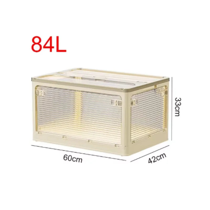 Large Capacity Storage Box with Lid Toys Books Food Sundries Organizer Foldable Car Storage Bin Closet Clothes Container Outdoor Oasis Select Cream 84L