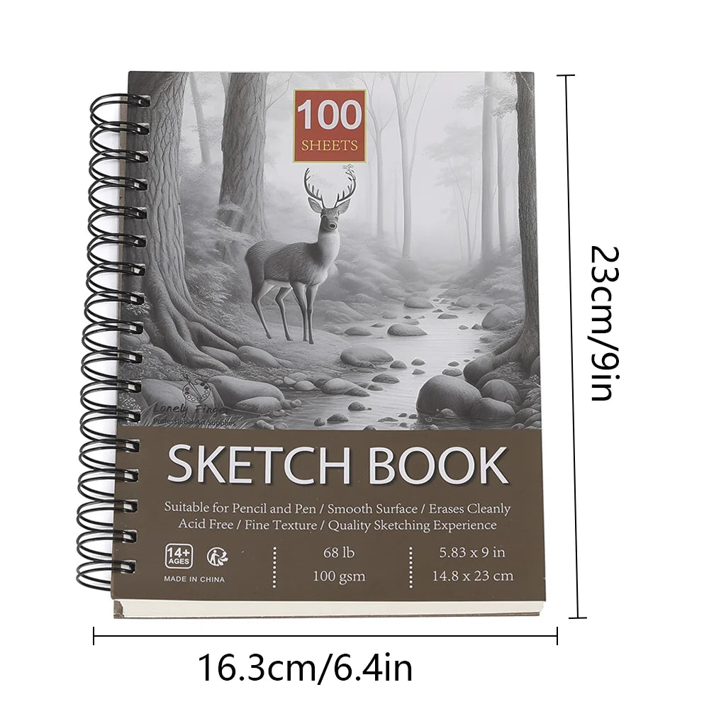 2pcs Sketch Book,Side Spiral Bound Sketch Pad, 100 Sheets 68lb/100gsm Acid-Free Drawing Paper, Art Sketchbook for Drawing Pad Oasis Select