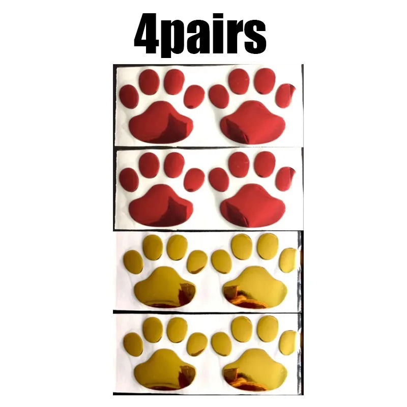 1/2/4pairs Car 3D Stereo Footprint Car Stickers Creative Dog Paw Body Stickers Soft Electric Car Footprint Personalized Stickers Oasis Select 4pairs mix