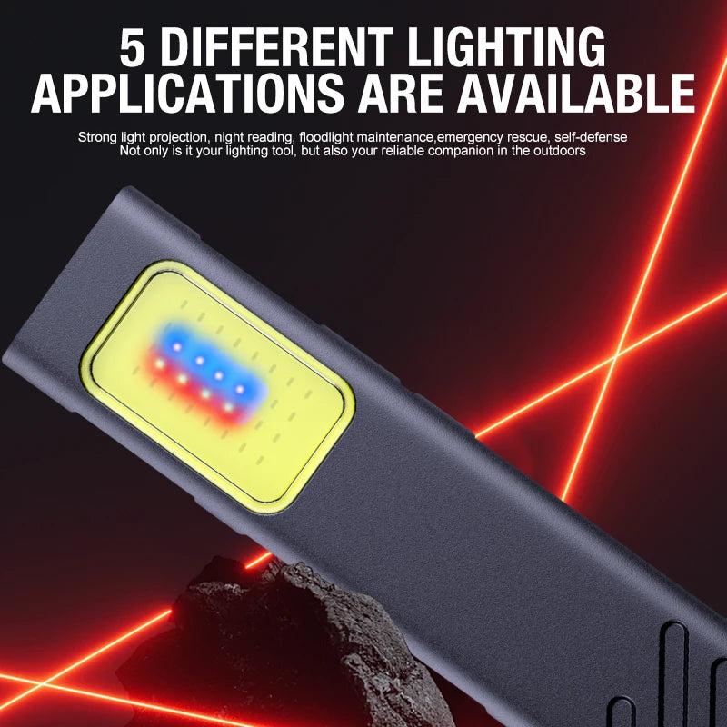 Rechargeable Mini LED Keychain Flashlight 800LM Portable Magnetic Pocket Torch Light for Work, Camping, Emergency, Car Use Oasis Select