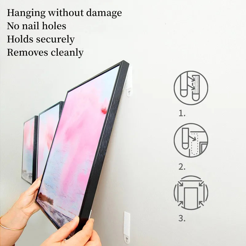 12 Pairs Tapes for Hanging Paintings Genuine Hanging Strips Medium Size for Drawings without Damage Frame and Pattern Oasis Select