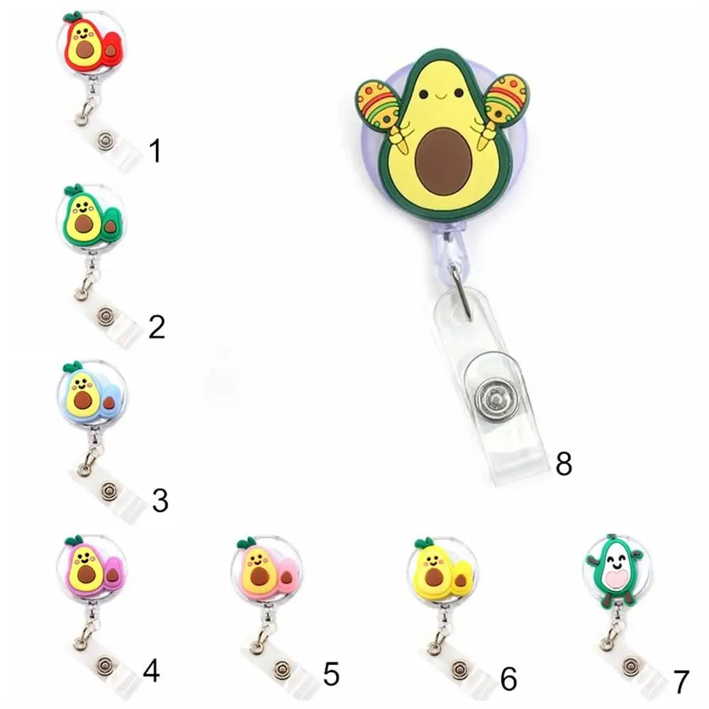 New Cute Silicone Fruits Avocado Retractable Pull Badge Reel ID Lanyard Name Tag Card Badge Holder Reels Oasis Select