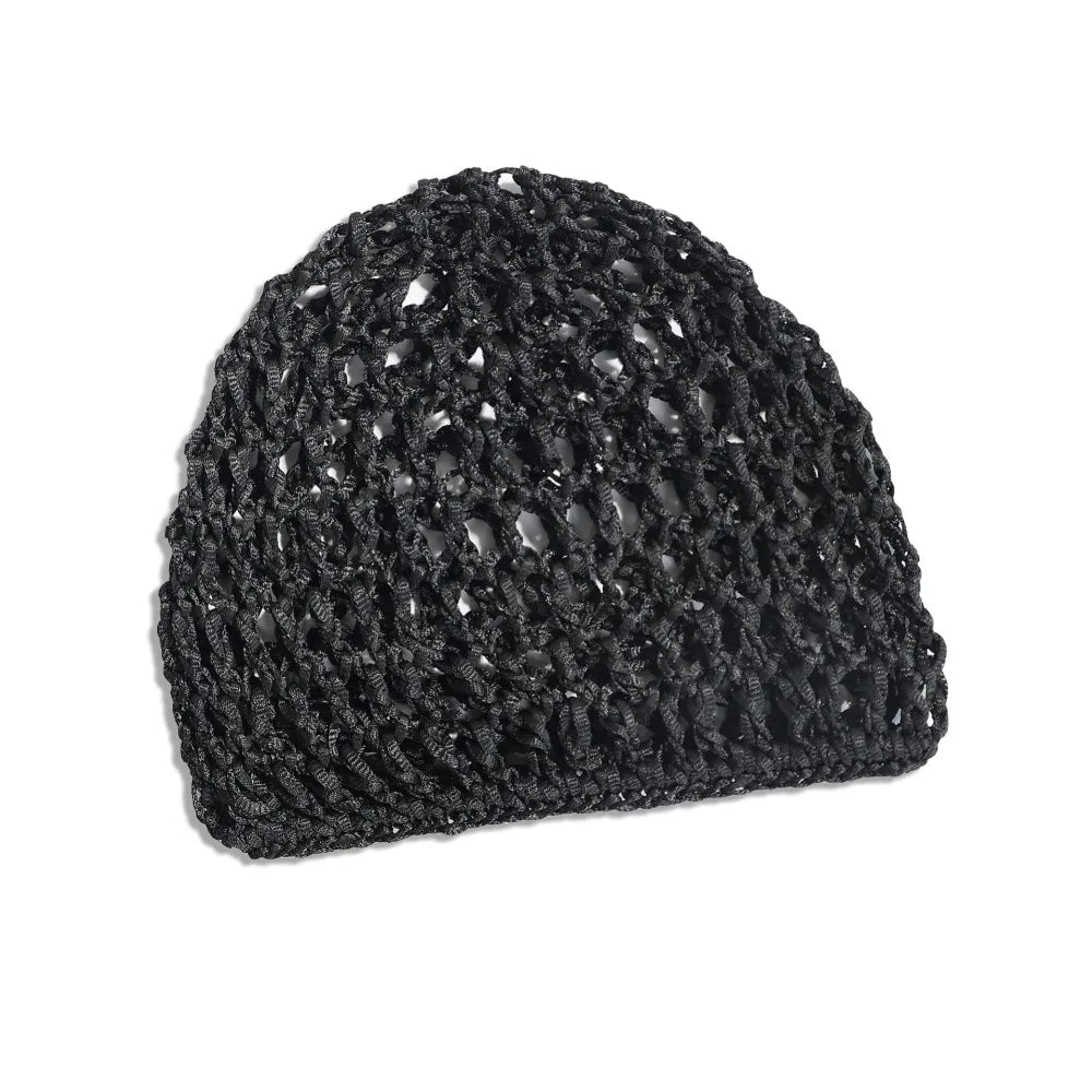 Simple Breathable Hair Net Cap Crochet Cap Comfortable Wig Caps Hollowout Mesh Turban Hat for Women Oasis Select Black