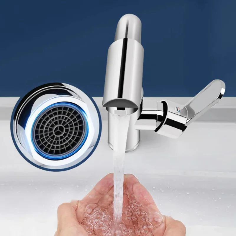 Cold Hot Mixer Tap Bathroom Chrome Plated Durable Faucet Polished Silver Swivel Basin Sink Tap Zinc Alloy Body Oasis Select