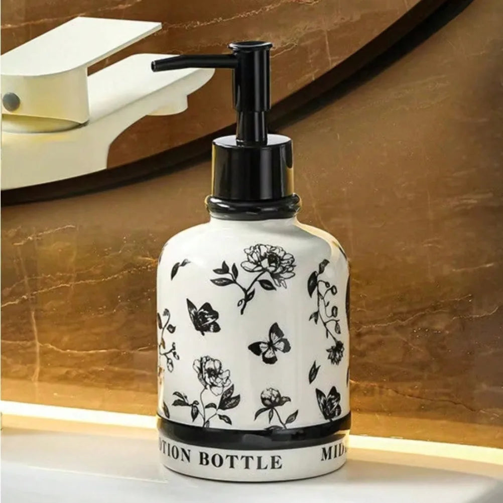 420ml French Ceramic Dispensing Bottle Bathroom Ceramic Hand Sanitizer Bottle Press Type Empty Bottle Shampoo Dispensing Bottle Oasis Select