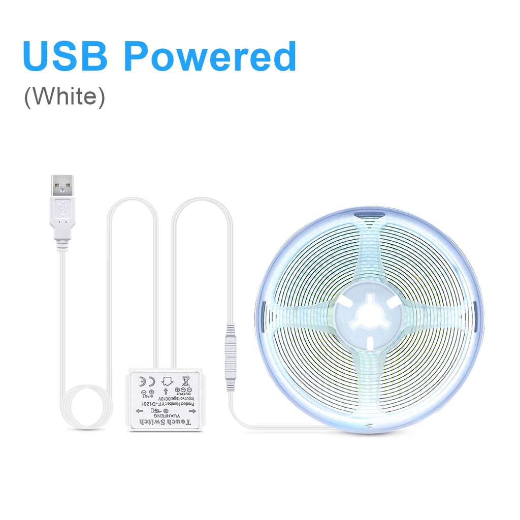 Bathroom Vanity Mirror Light COB 5V USB LED Strip With Penetrate Mirror Touch Sensor Dimmable Switch Makeup Mirror Backlight Oasis Select White 1m