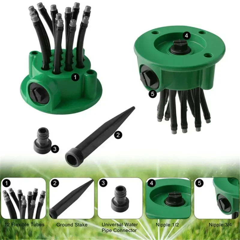 1-10PCS 360 Degree Automatic Garden Sprinklers Watering Grass Lawn Rotary Nozzle Rotating Water Sprinkler System Garden Supplies Oasis Select