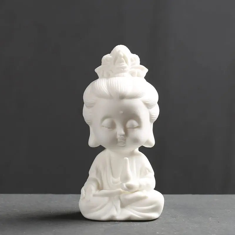 Buddha Tea Pet Ornament Zen Small Buddha Statue Home Decor Display Shelf Decoration Car Ornament Ceramic Crafts Small Figurine Oasis Select Godness Guanyin