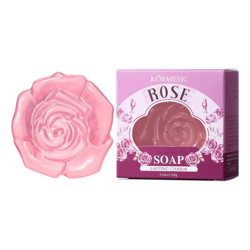 Body odor Cleansing Rose Soap Bar Body Care Face Wash Exfoliating Whitening Soap Fruit Handmade Shower Soap Oasis Select pink