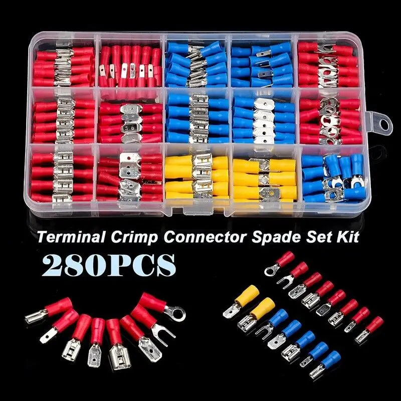280-Pc Insulated Crimp Terminal Kit – Color-Coded Wire Connectors Crimp Terminal Kit Oasis Select 280pcs
