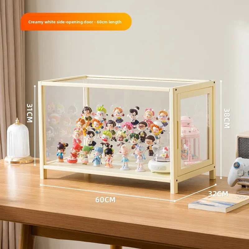 Figure Cabinet Wine Cabinet Toy Storage Rack Display Cabinet Household Sub-dustproof Transparent Cabinet Lego Display Cabinet Oasis Select Milky white layer 60