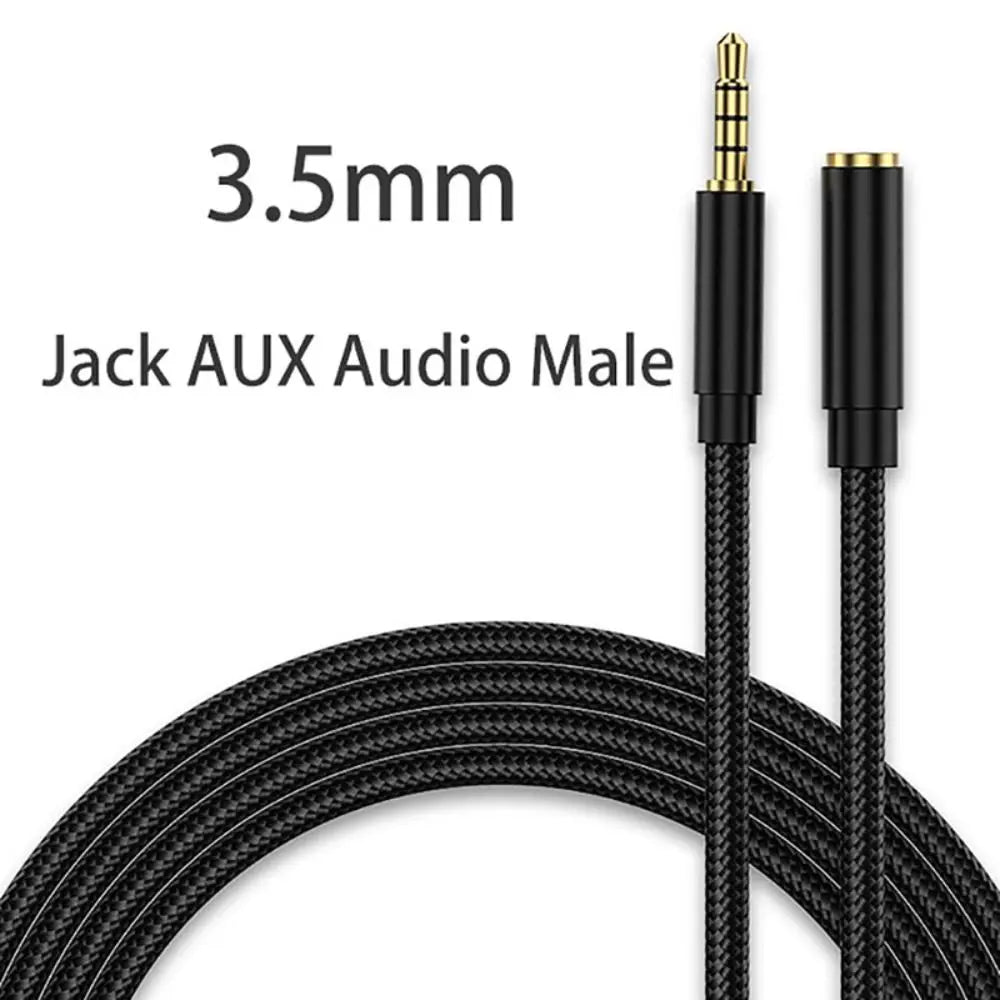 3.5mm Jack AUX Audio Cable For PC Headphones Male to Female HiFi AUX Extension Cable Speaker Extender Cord Oasis Select black-0.5M-