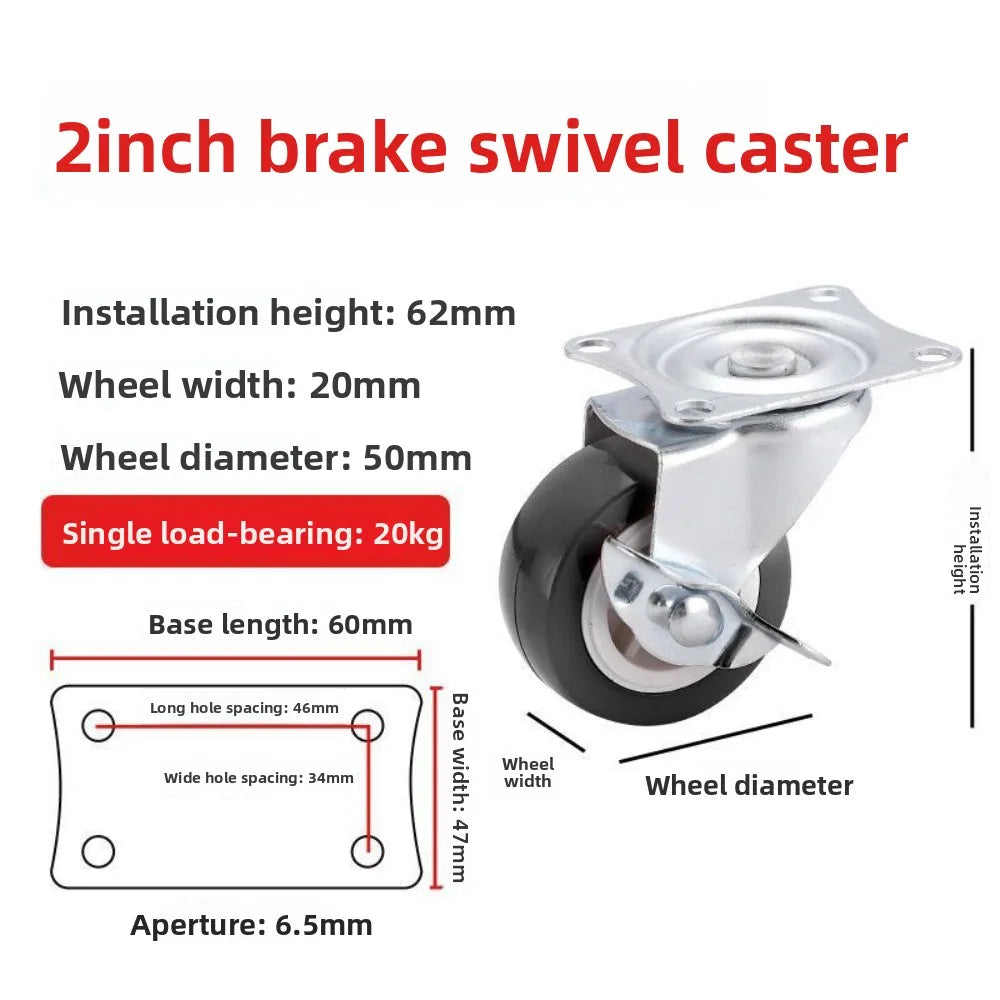 Set Of 4 1"/2" PVC Furniture Casters Wear Resistant Mute Universal Heavy Trolley Wheels 360 Degrees Swivel Castor Oasis Select