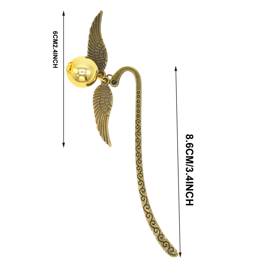 Magic Academy Metal Bookmark with Ornament Golden Snitch Hogwarts Reading Gift Christmas Stocking Book Lover Gift (Silver/Gold) Oasis Select
