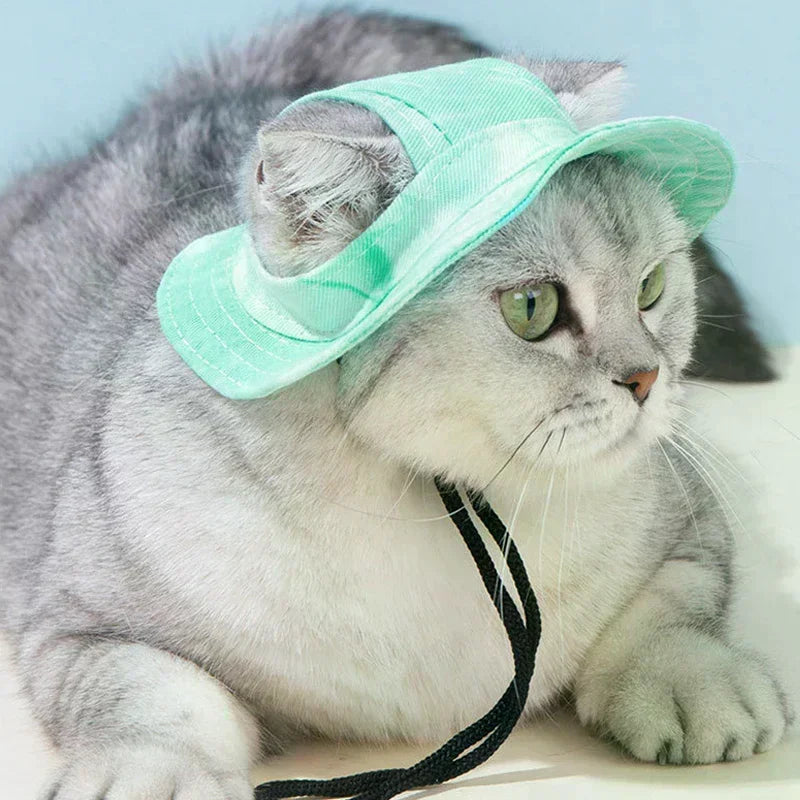 Cat Hat Dog Sun Hat Ear-Exposing Head Cover Pet Fisherman Hat Head Accessory Oasis Select