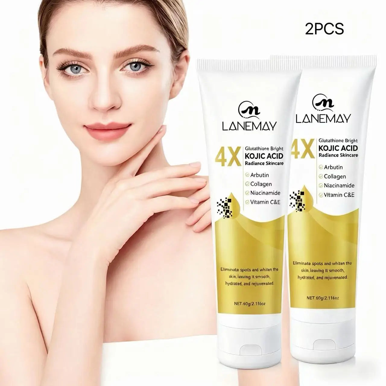 2-Pack Glutathione & Kojic Acid Brightening Cream 60g Brightening Face Cream Oasis Select