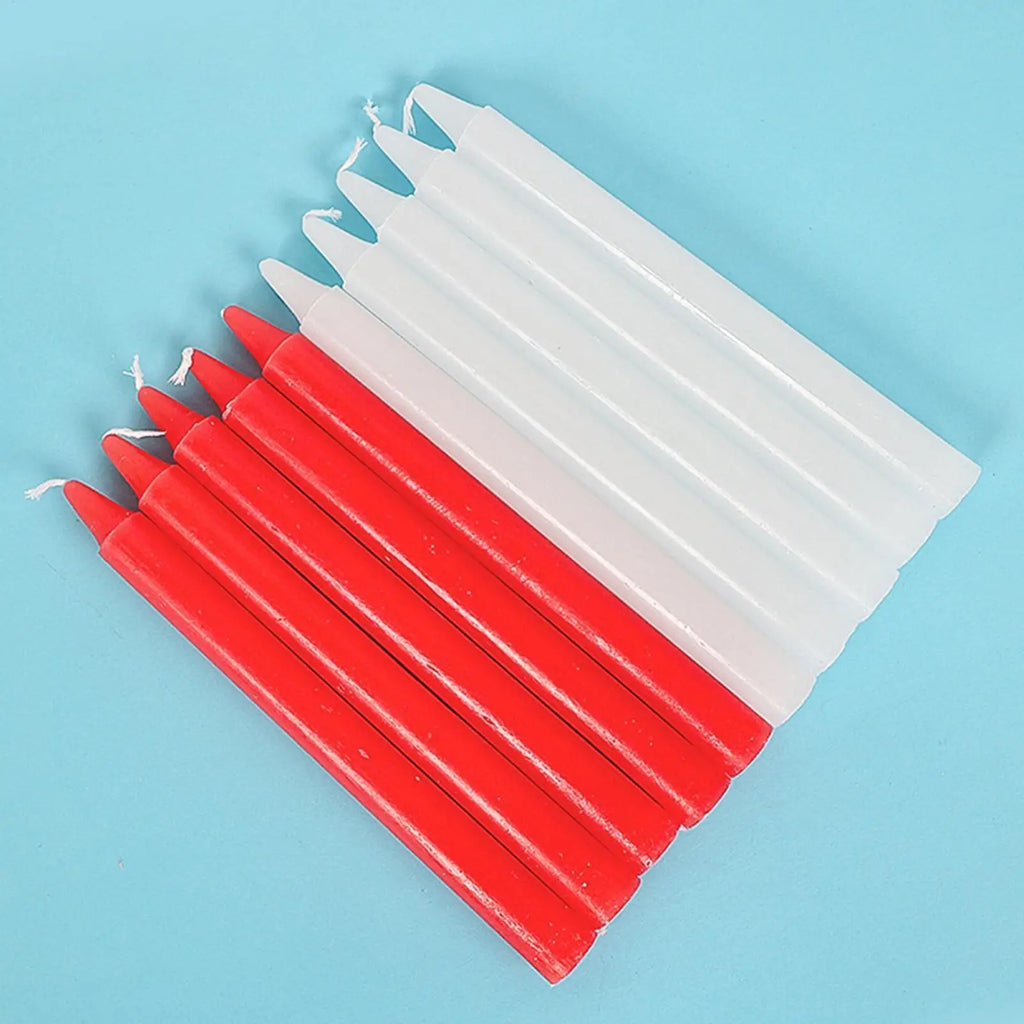 Survival Candles 10X Natural Wax Unscented Candle Red/White Survival Supplies Short Taper Candles for Wedding Blessing Home Oasis Select