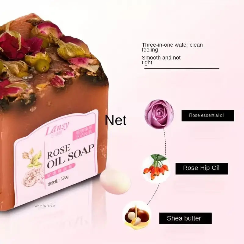 Dried rose flower handmade soap essential oil cleansing soap, moisturizing deep cleansing, face soap, facial soap, shower soap Oasis Select