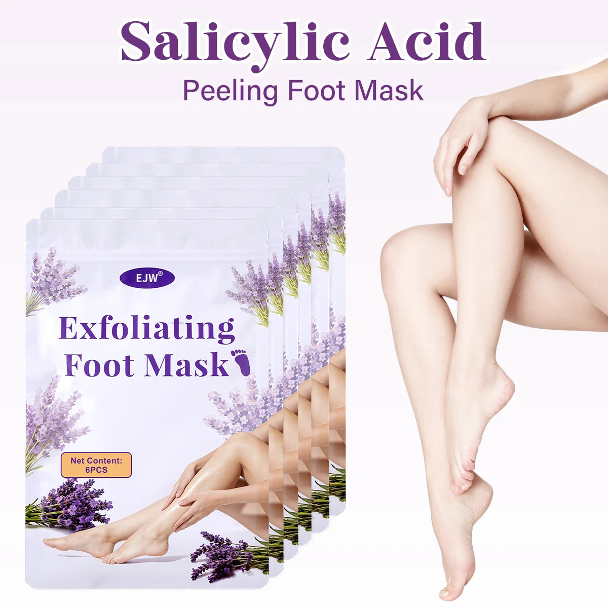 6Pcs Foot Peeling Mask – Exfoliator for Calluses & Dead Skin, Removes Dry Cracked Feet, Foot Peel Mask for Men & Women, Disposab Oasis Select