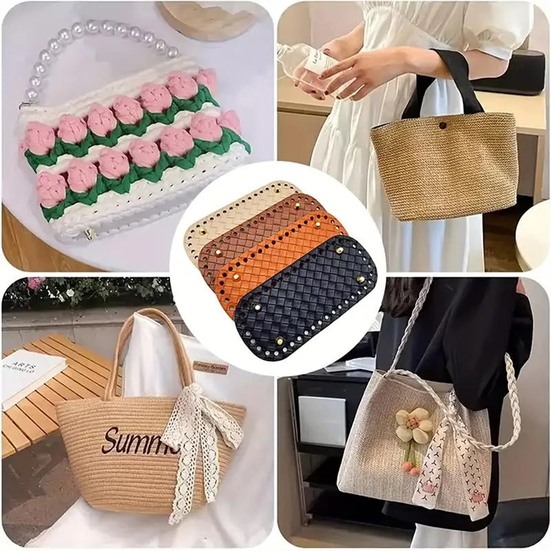 Woven Leather Bag Base 18x8cm | DIY Crochet Purse Bottom Leather Bag Base Oasis Select