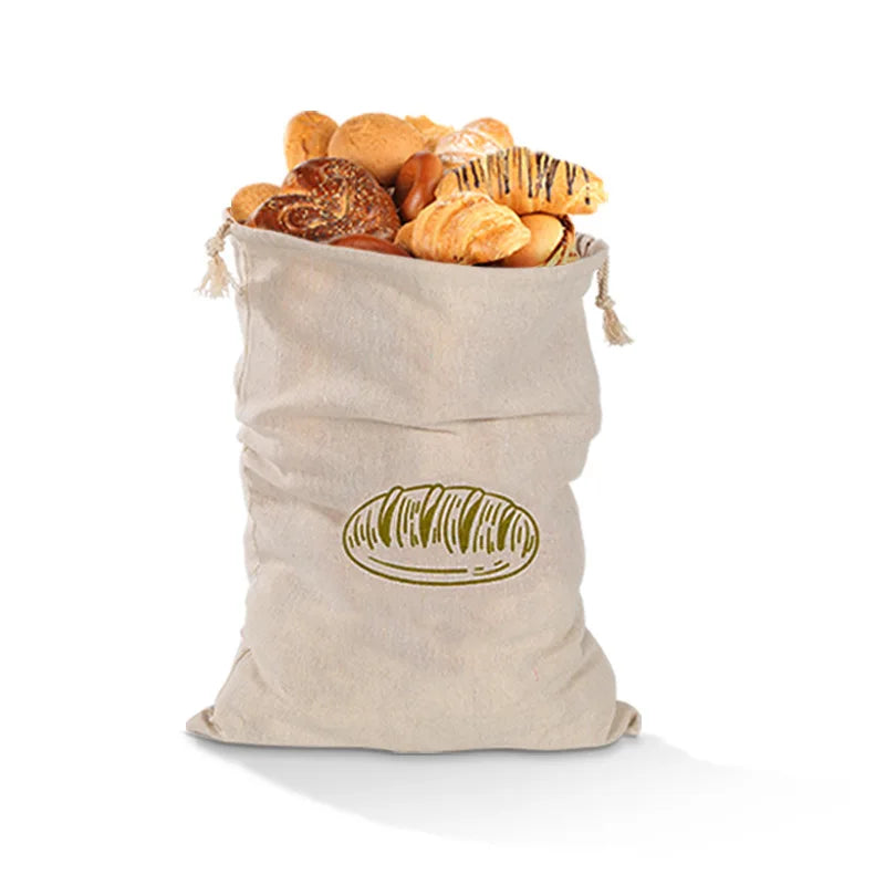 2026 New Arrival！Linen Bread Bags Reusable Portable Drawstring Kitchen Organizer Home Homemade Artisan Bread Storage Bag Oasis Select 4BF044-Bread-S